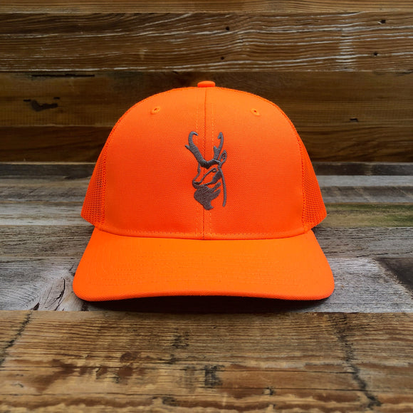 Blaze Orange Trucker Hat • Wyoming Wildlife Federation Antelope