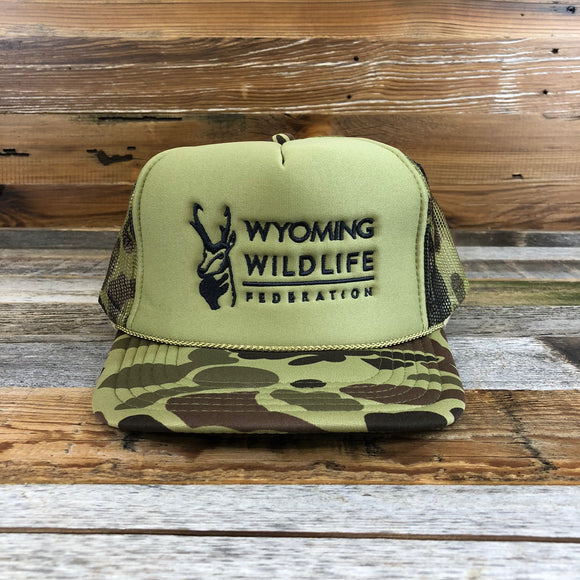 Foamie Camo Trucker Hat • Wyoming Wildlife Federation